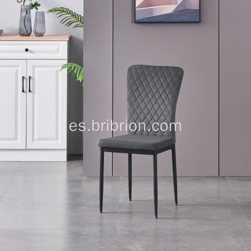 Sillas de comedor de terciopelo gris sin brazo para mesa de comedor